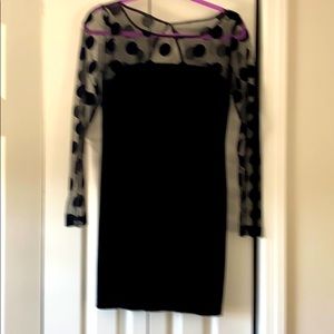 Black velvety lace short dress